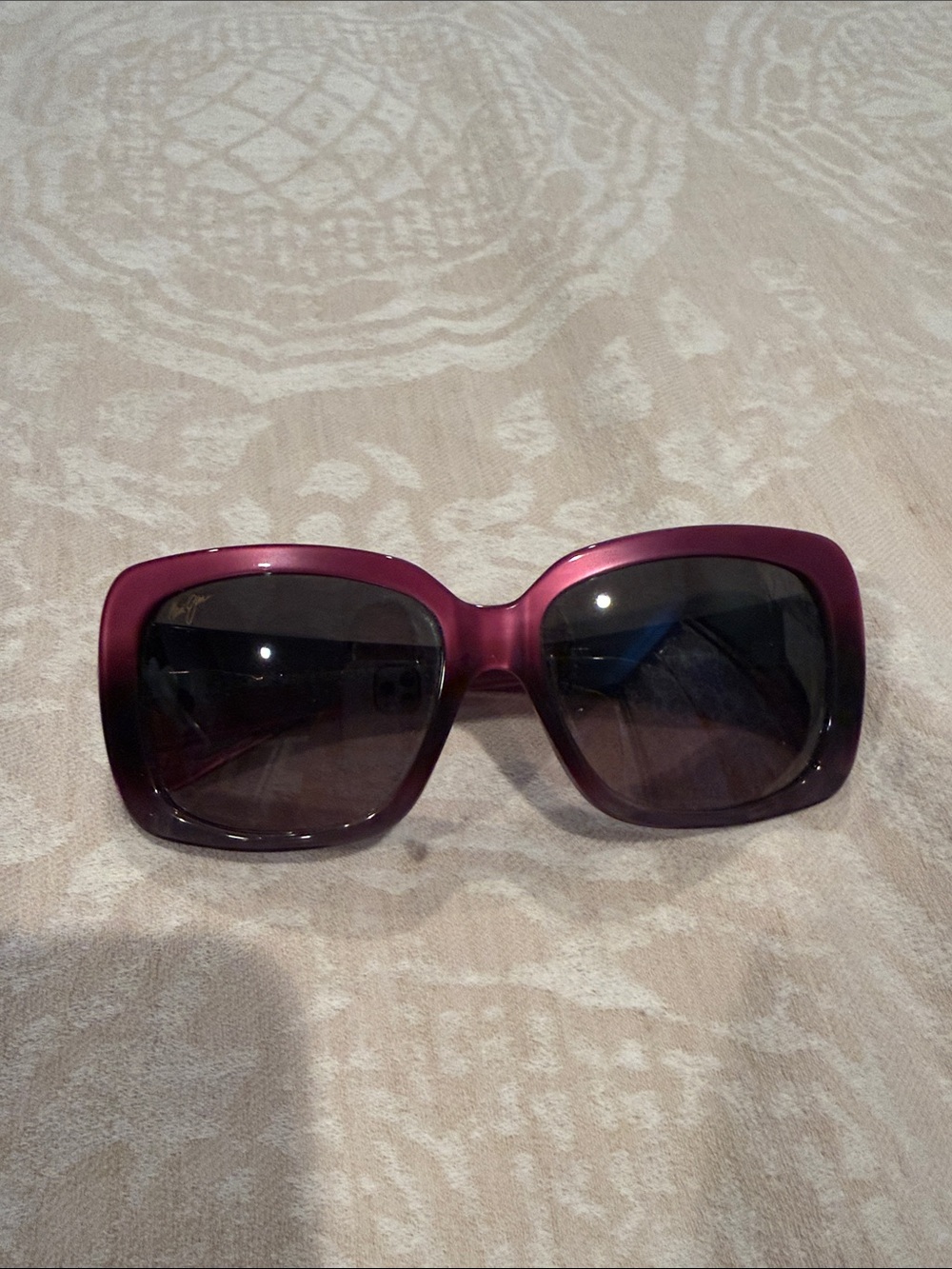 Maui Jim Purple Square Sunglasses with Patterned Pouch and Woven Case - Picture 2 of 5
